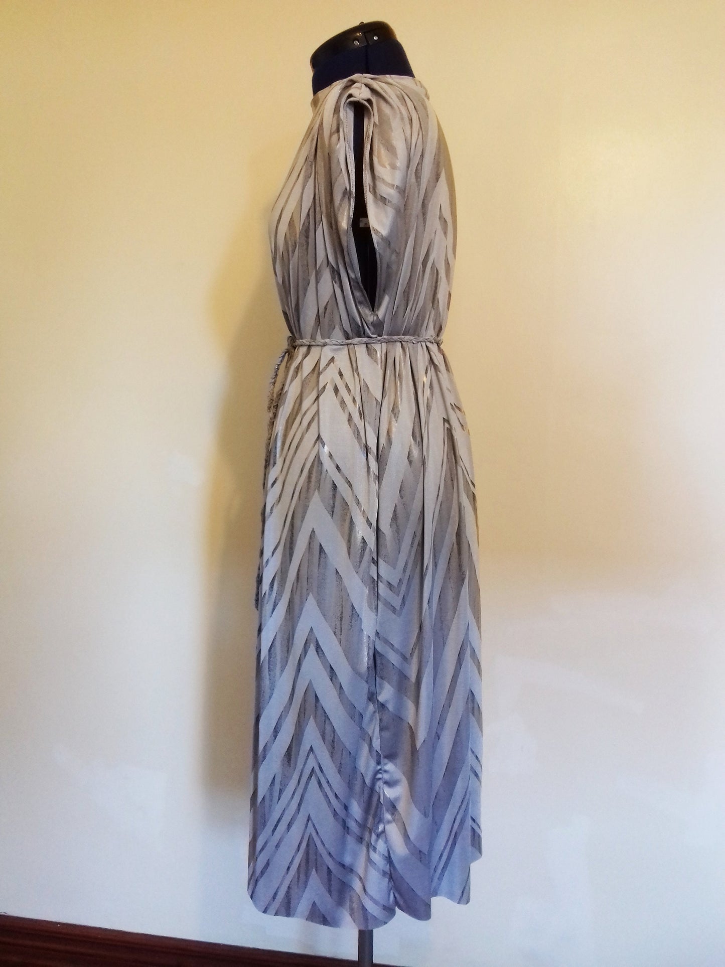 Metallic Silver Maxi Dress