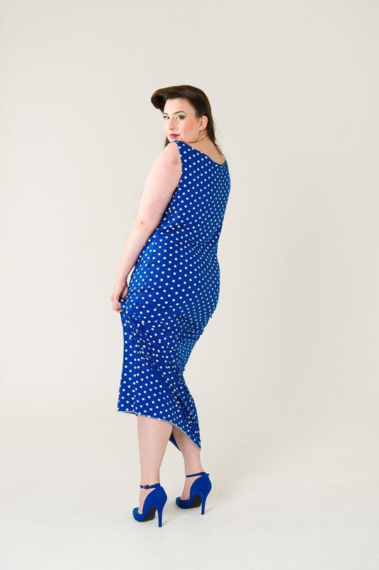 Blue Polka Dot Retro Dress Up To UK16