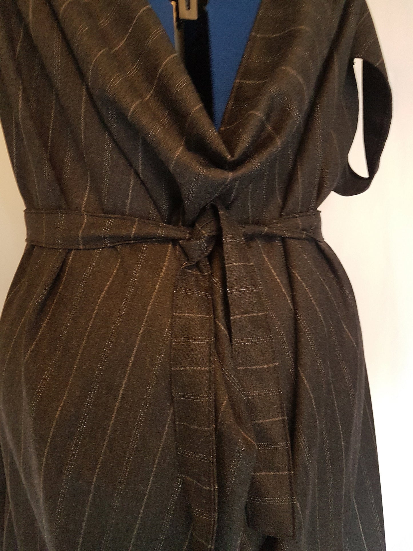 Pinstripe Formal Fitted Grey Dress