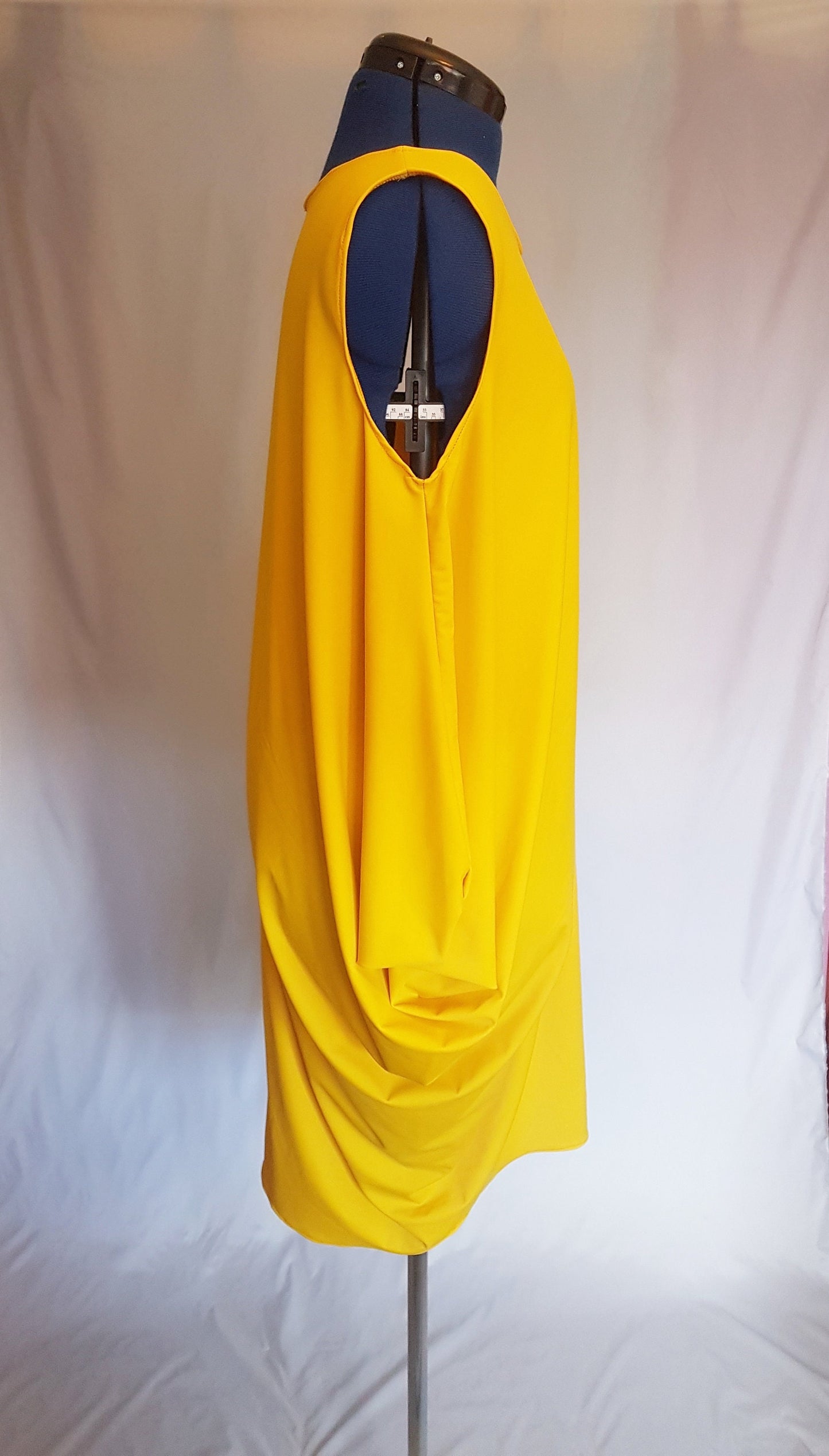 Yellow Asymmetric Drape Dress