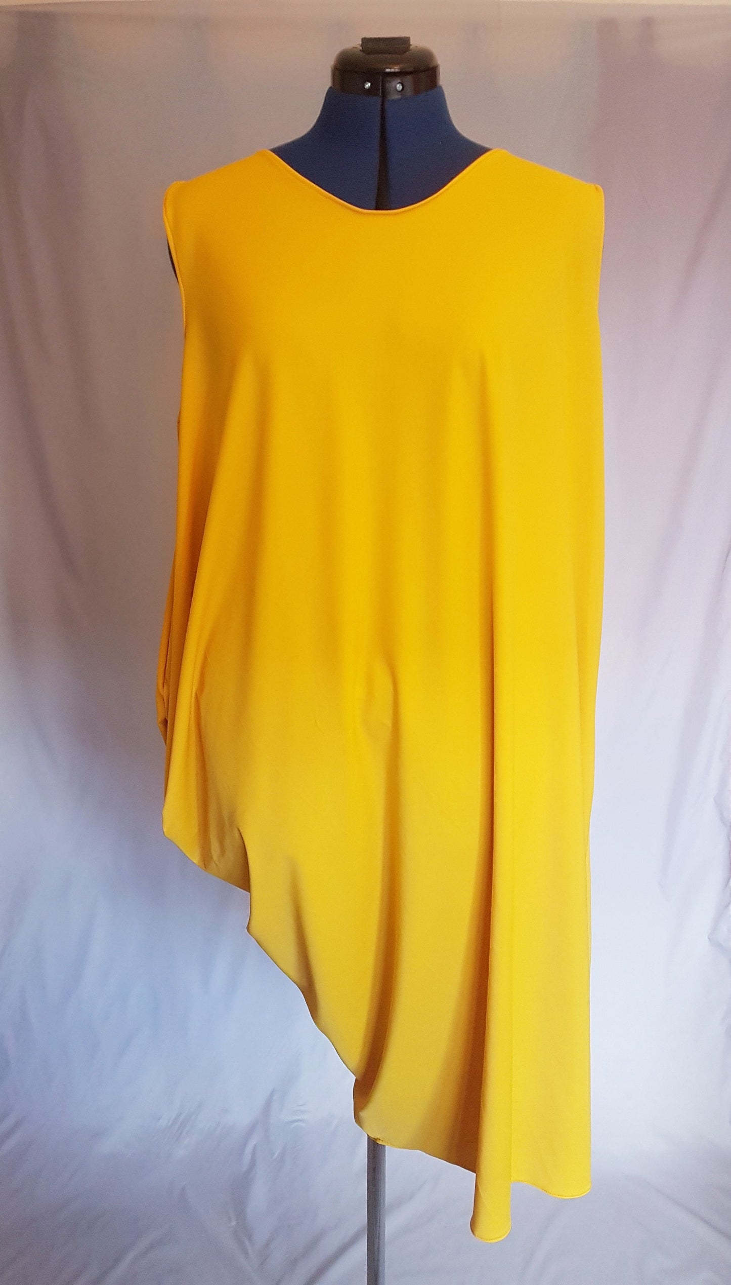 Yellow Asymmetric Drape Dress