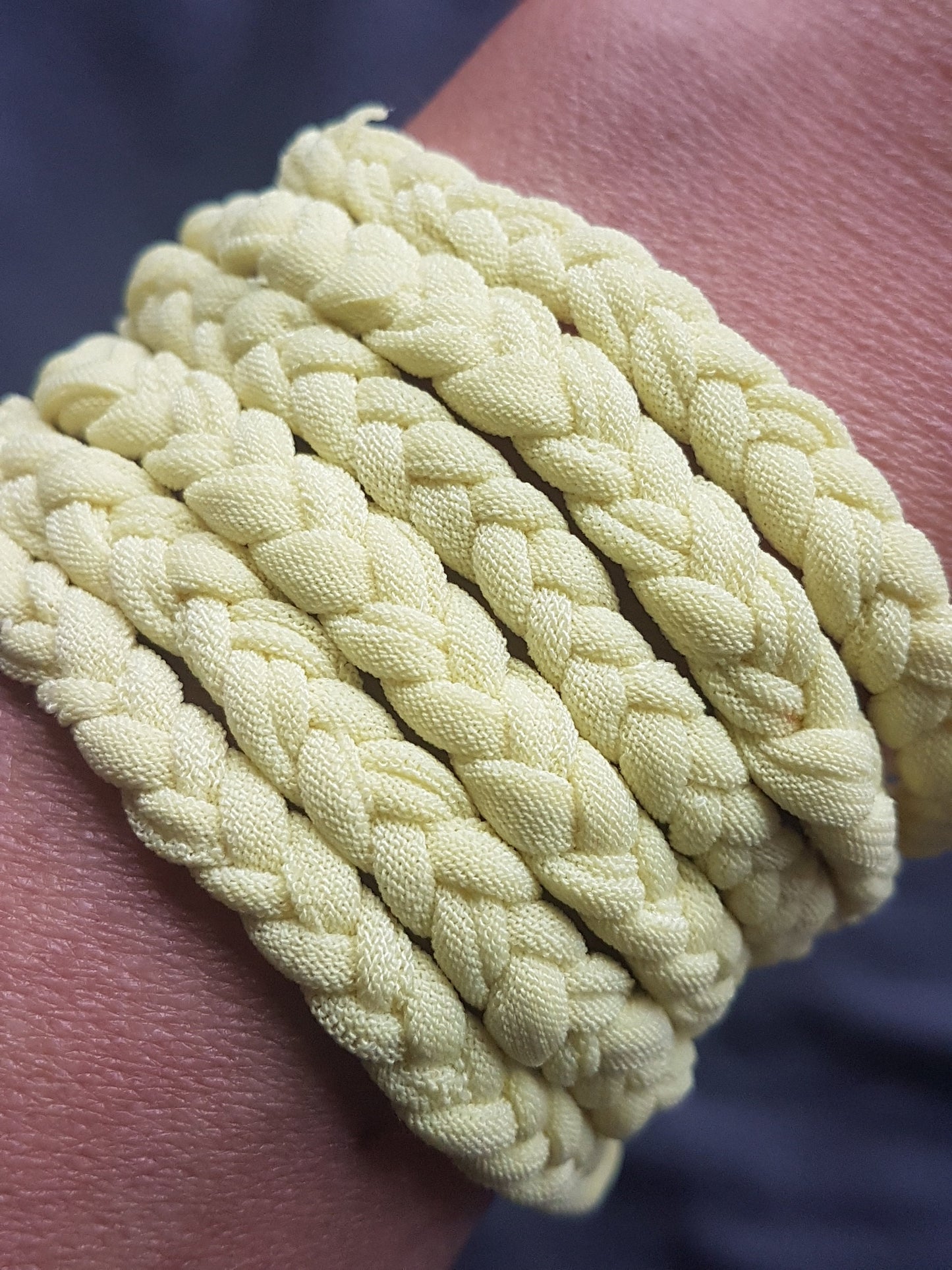 Yellow Fabric Braided Silver Clasp Bracelet