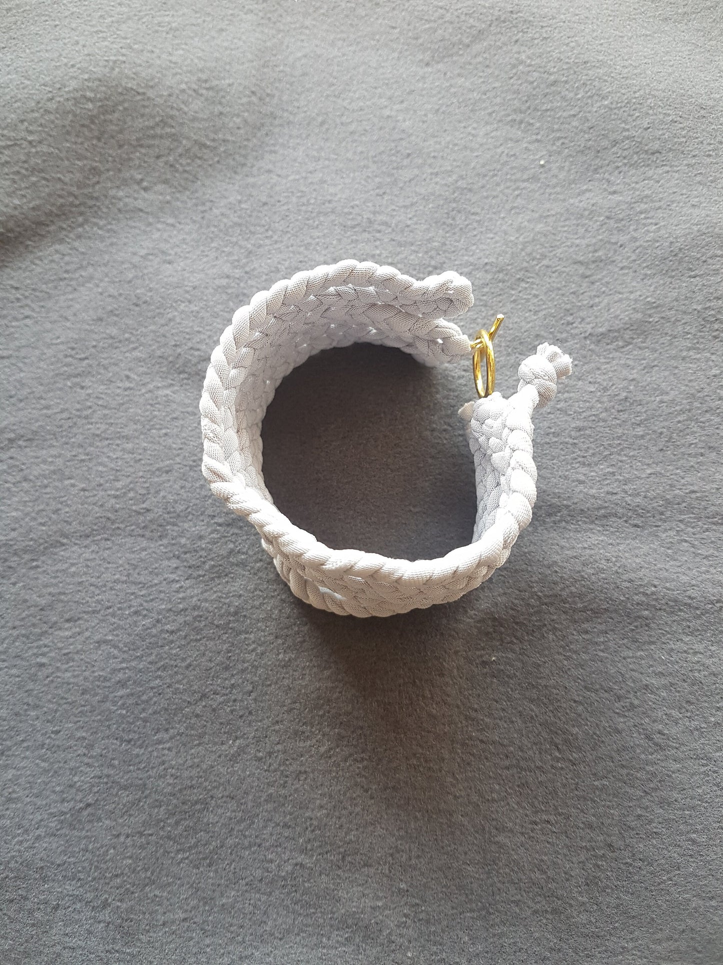 Dove Grey Fabric Braided Gold Bracelet