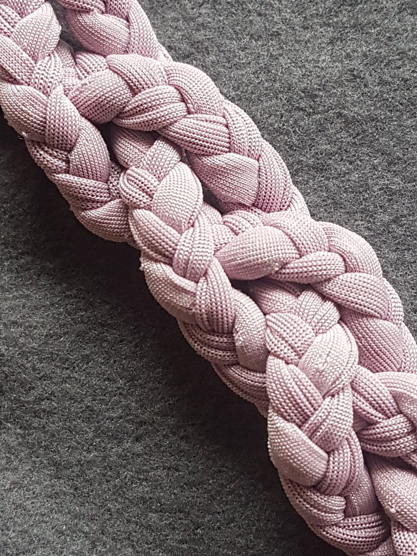 Pink Fabric Braided Silver Bracelet