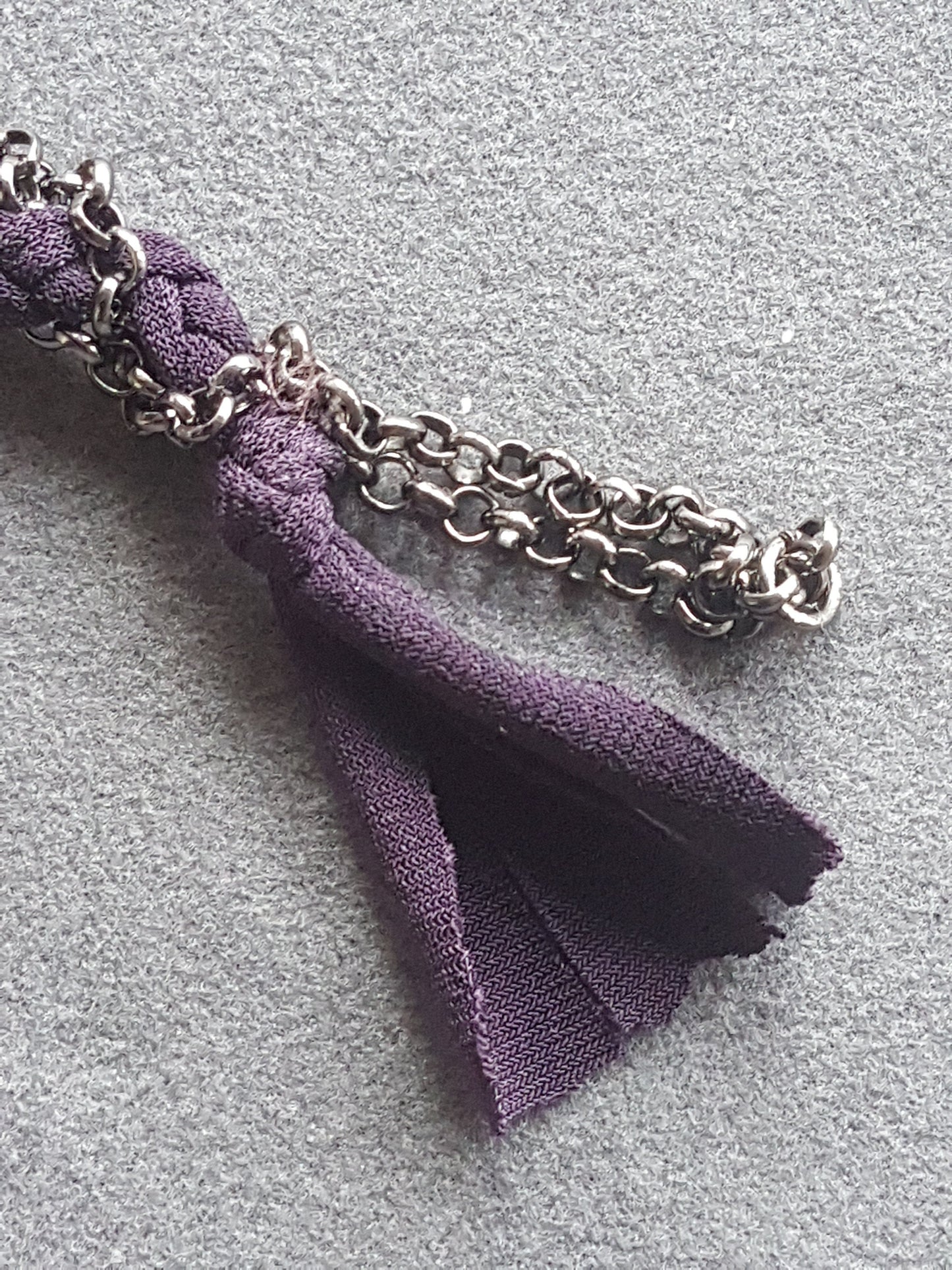 Purple Fabric Gun Metal Grey Bracelet