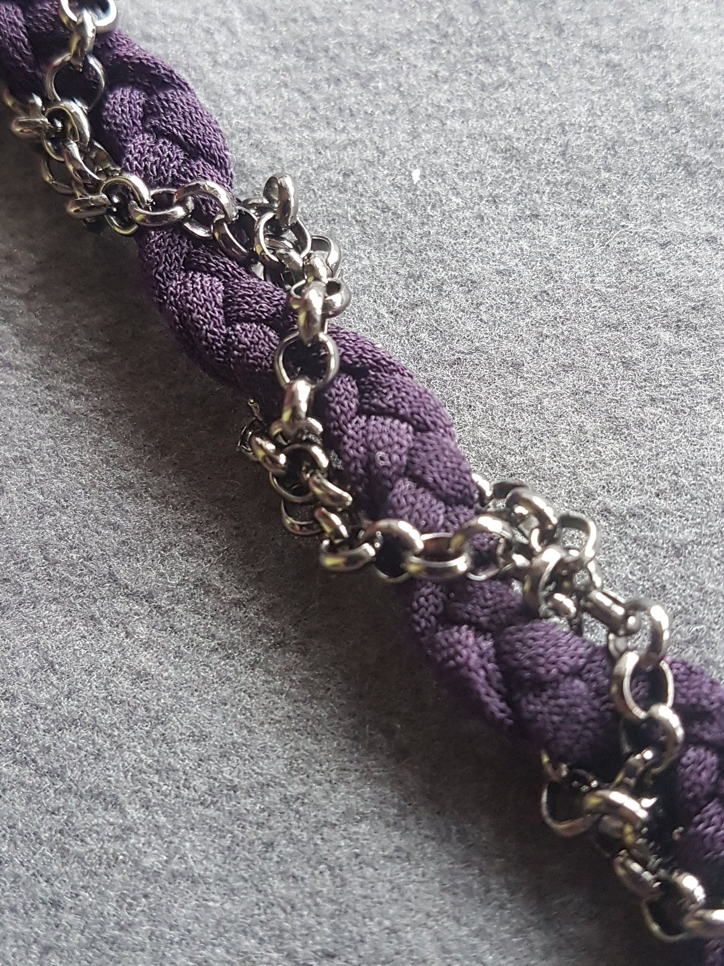 Purple Fabric Gun Metal Grey Bracelet