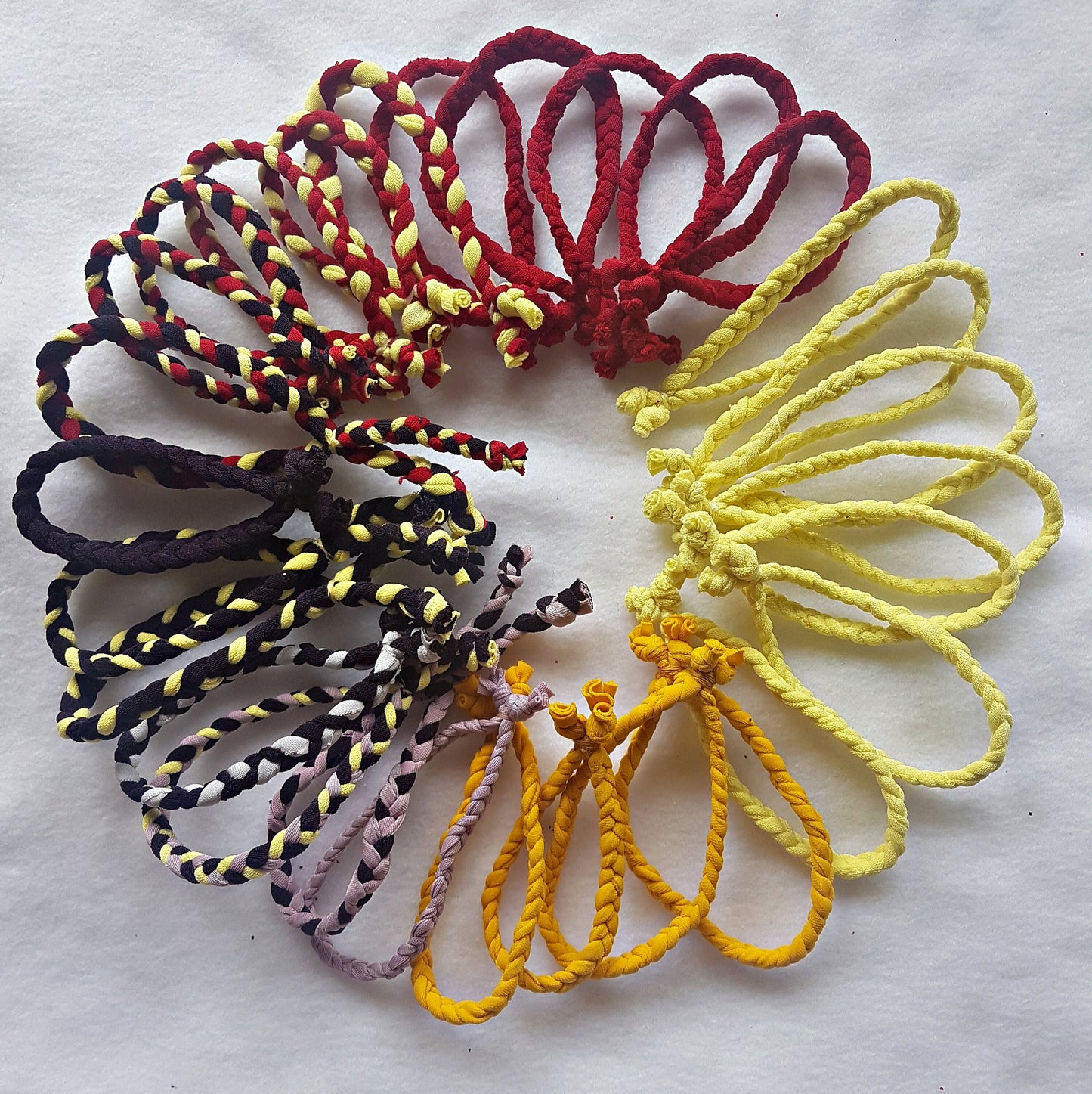 Yellow Red Braided Bracelet Cuff