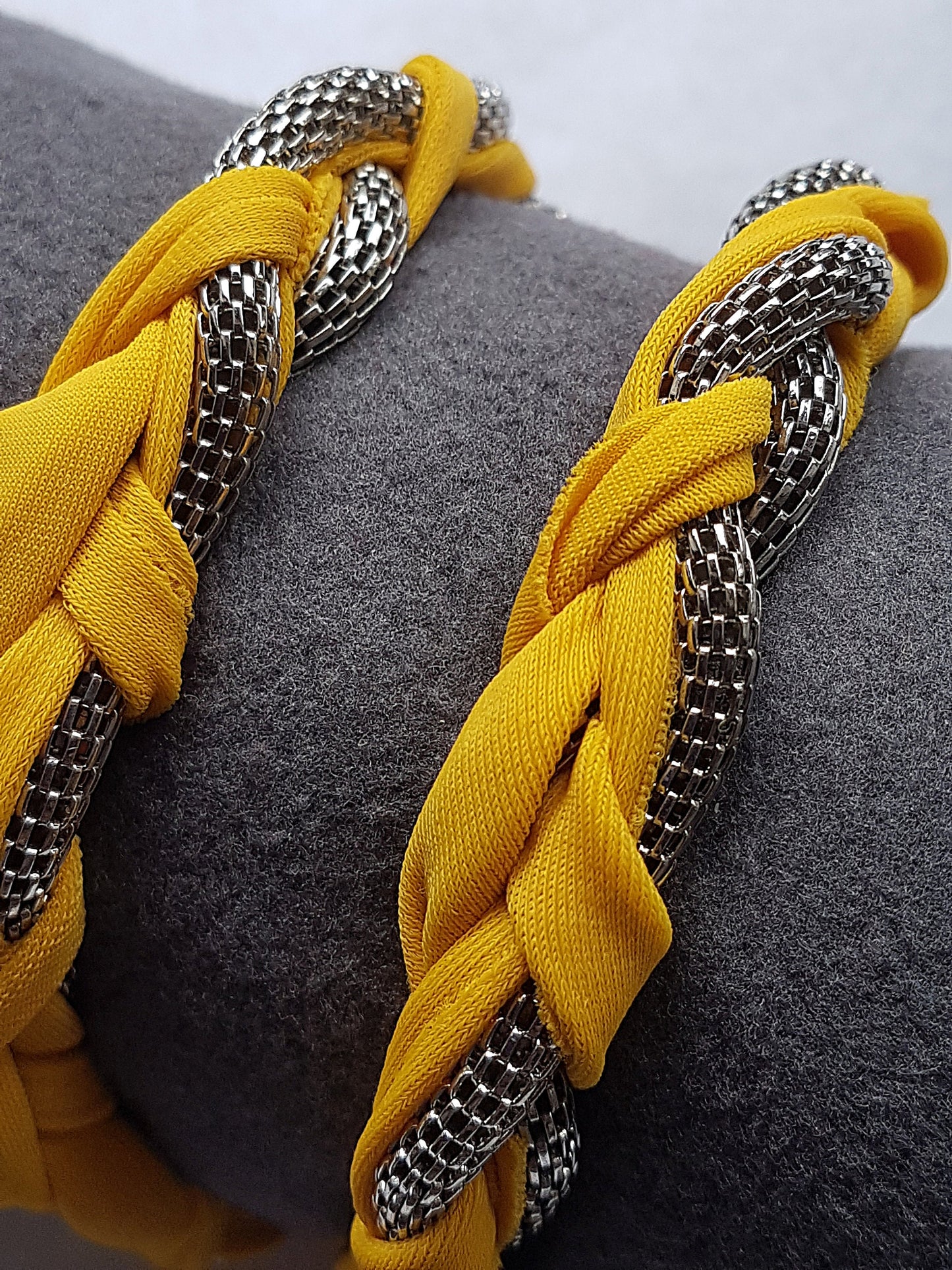 Yellow Silver Chain Braided Wrap Bracelet