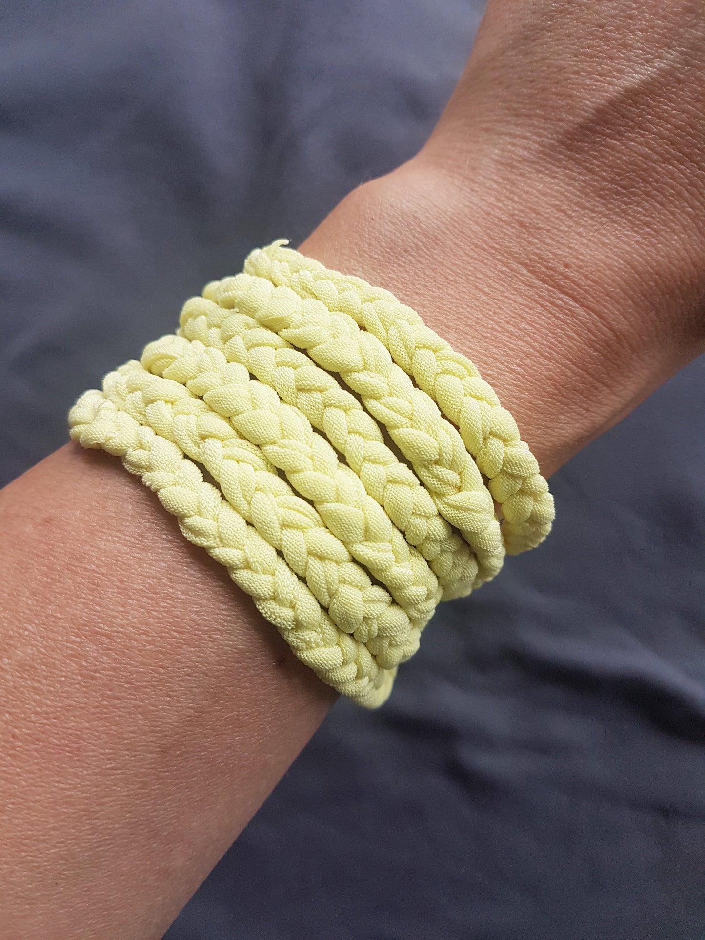 Yellow Fabric Braided Silver Clasp Bracelet