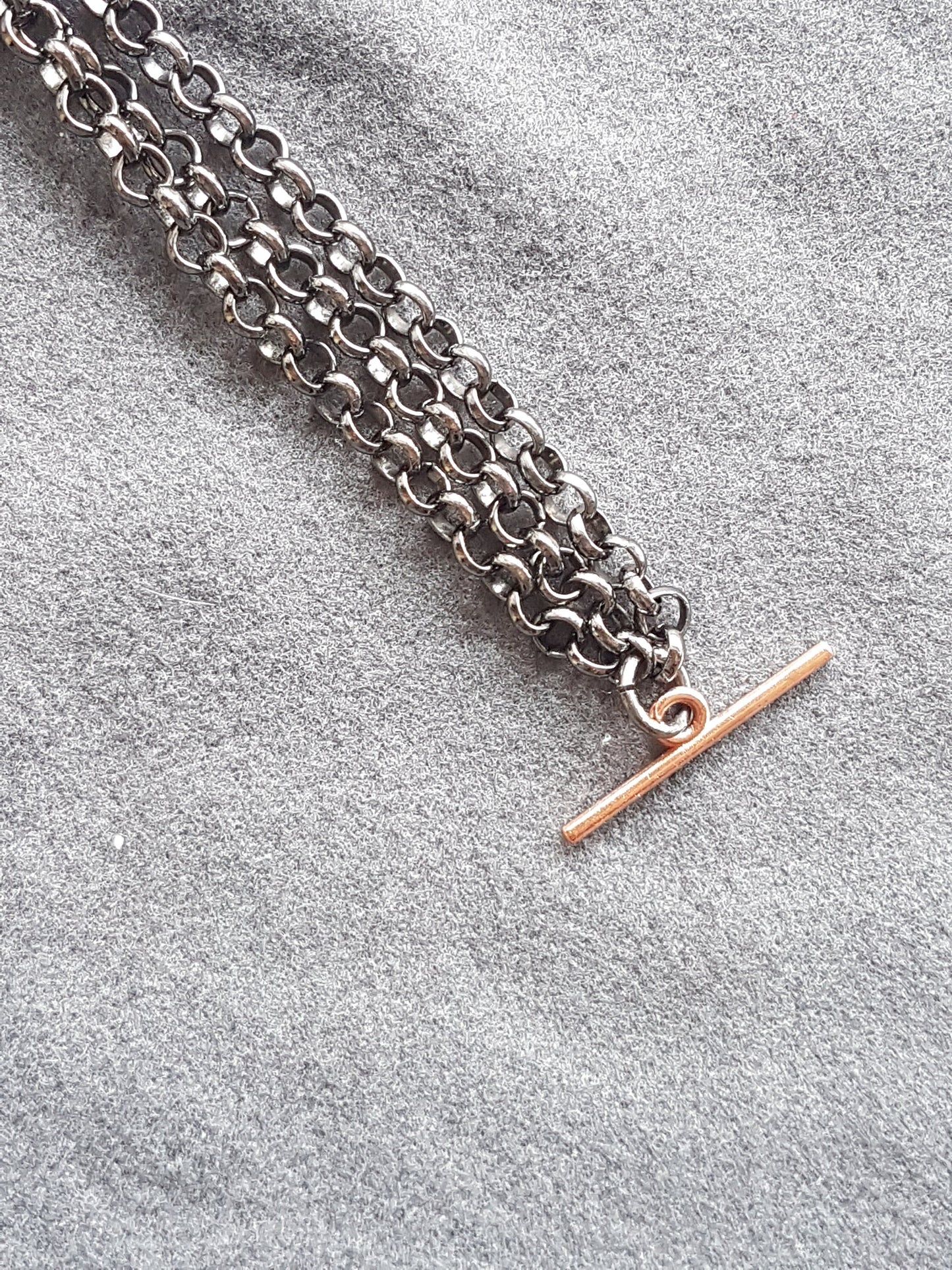 Gun Metal Grey Rose Gold Chain Bracelet