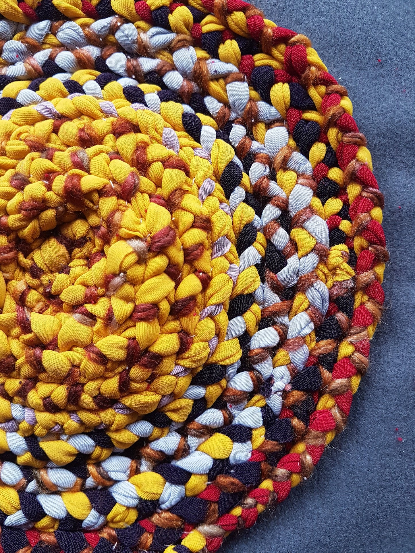 Handmade Round Yellow Brown Coaster