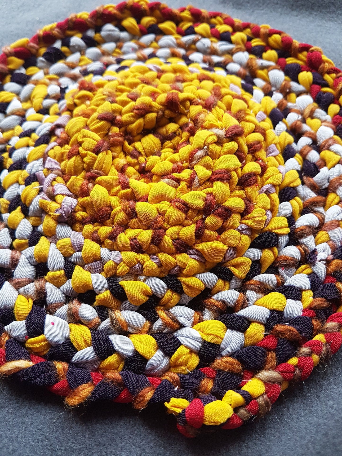 Handmade Round Yellow Brown Coaster