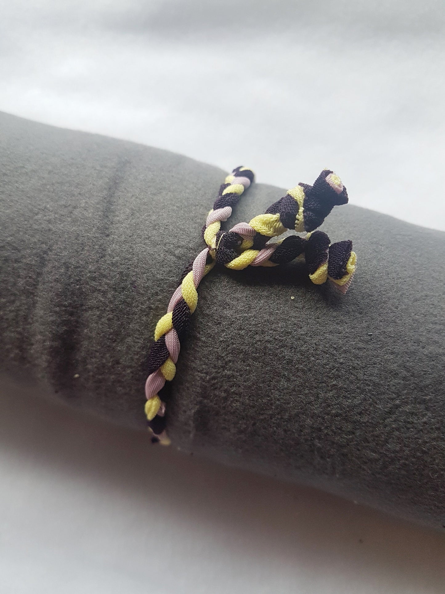 Yellow Pink Purple Braided Bracelet