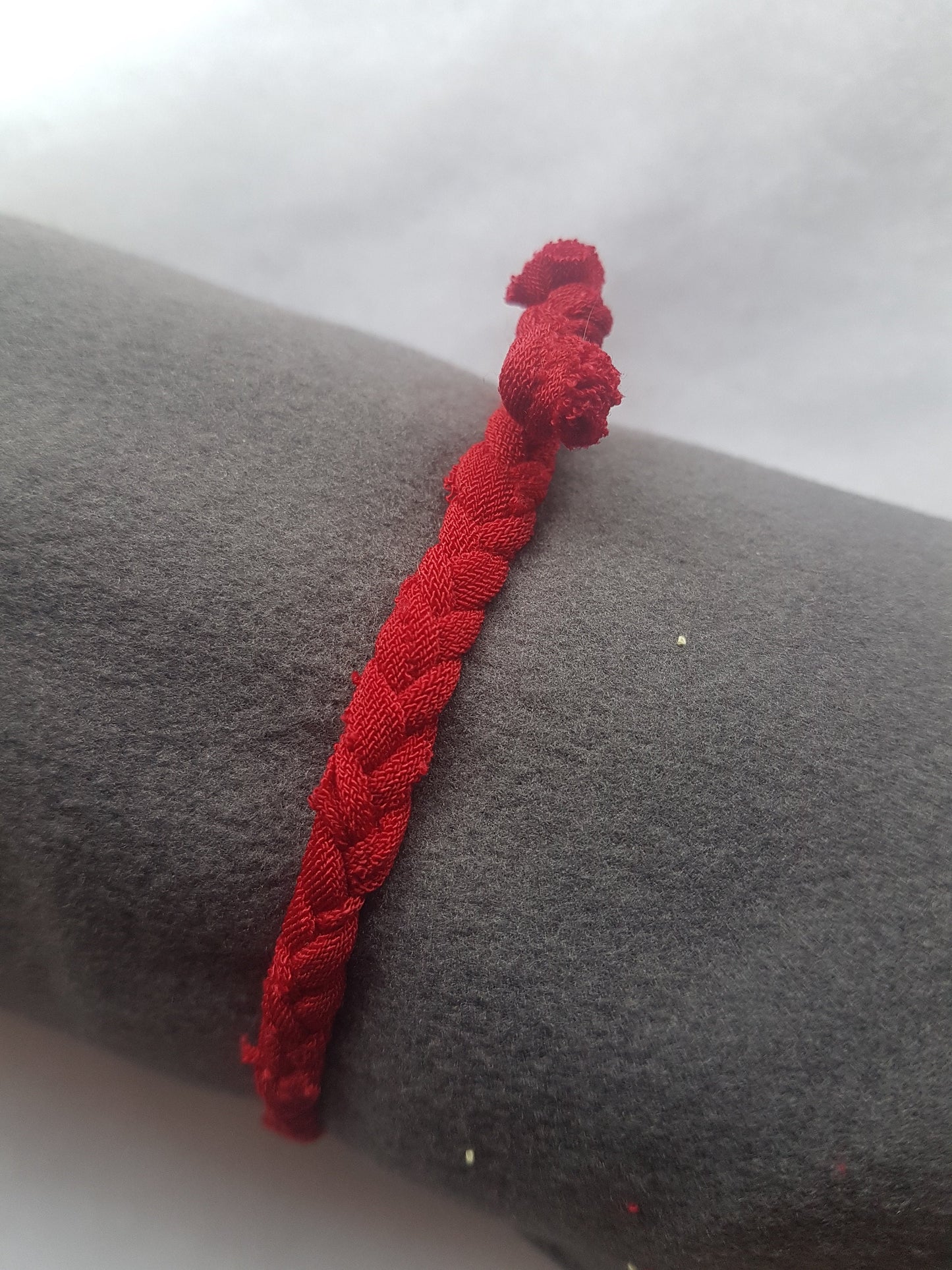 Red Fabric Braided Bracelet