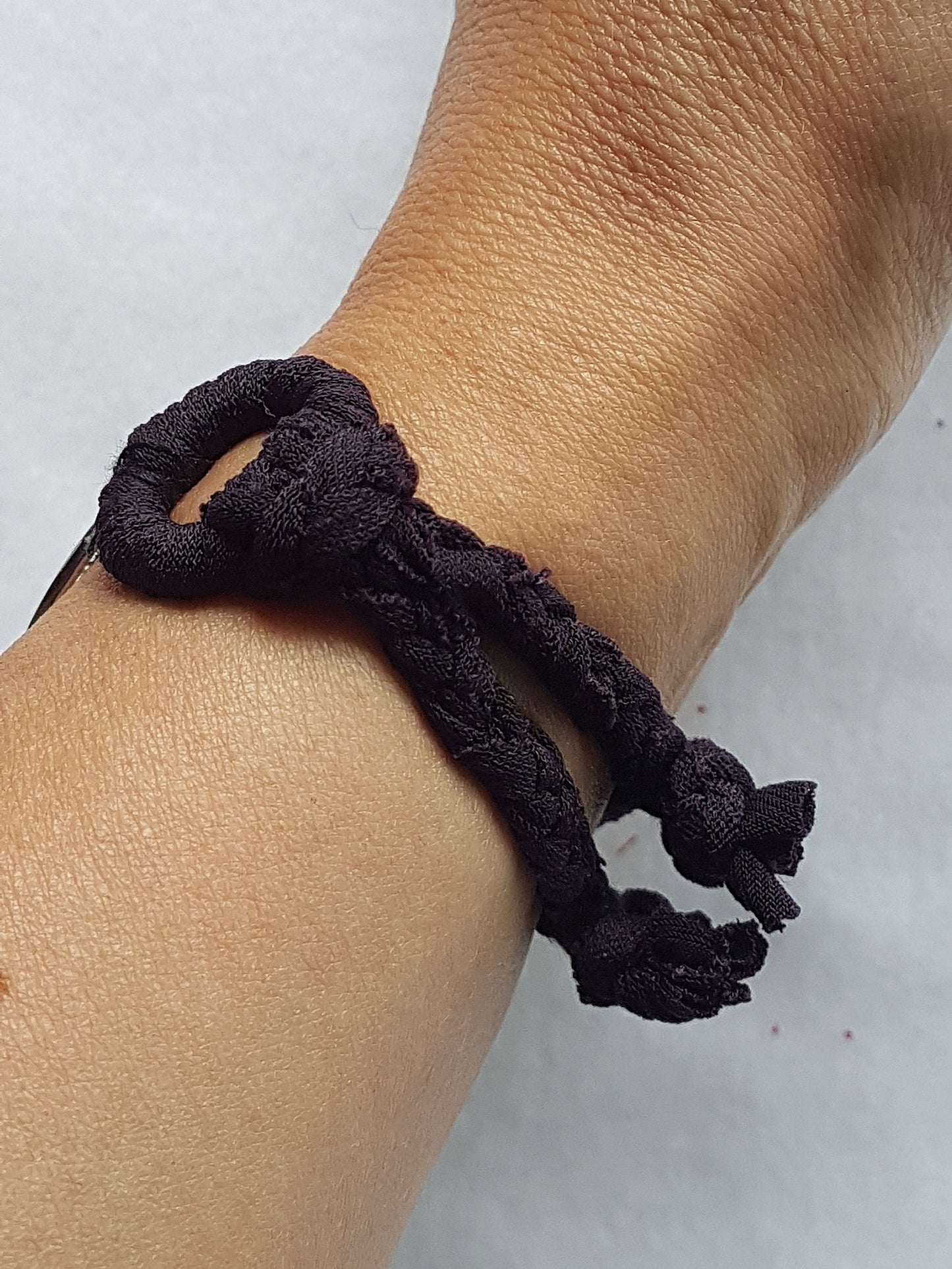 Purple Silver Floral Braided Bracelet