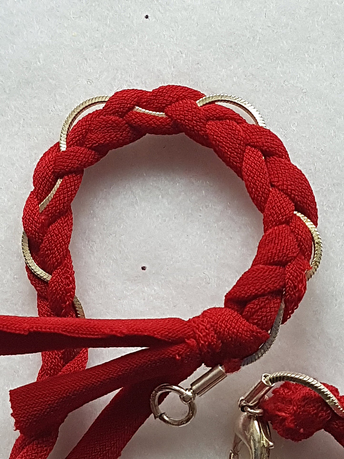 Red Silver Chain Braided Wrap Bracelet