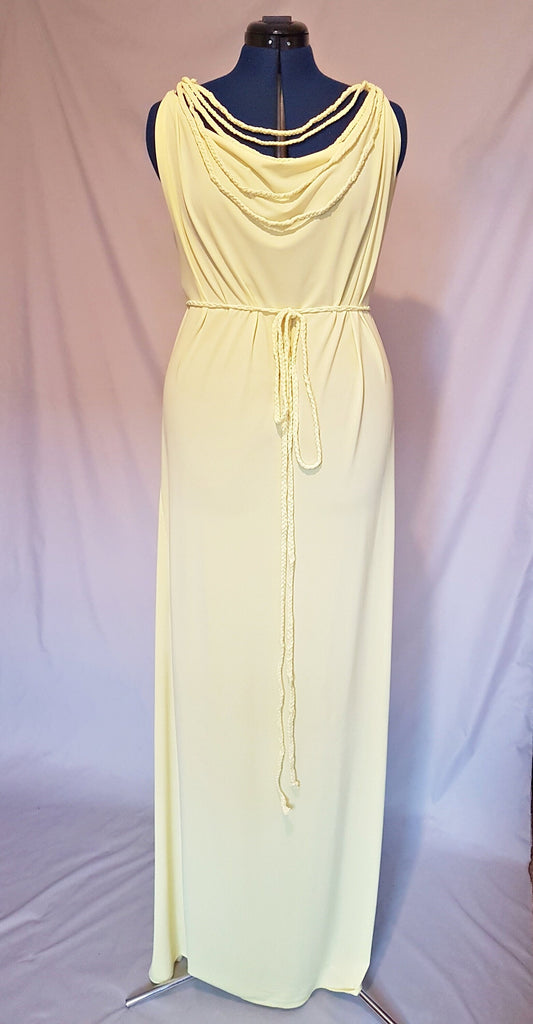 Pale Yellow Grecian Drape Dress