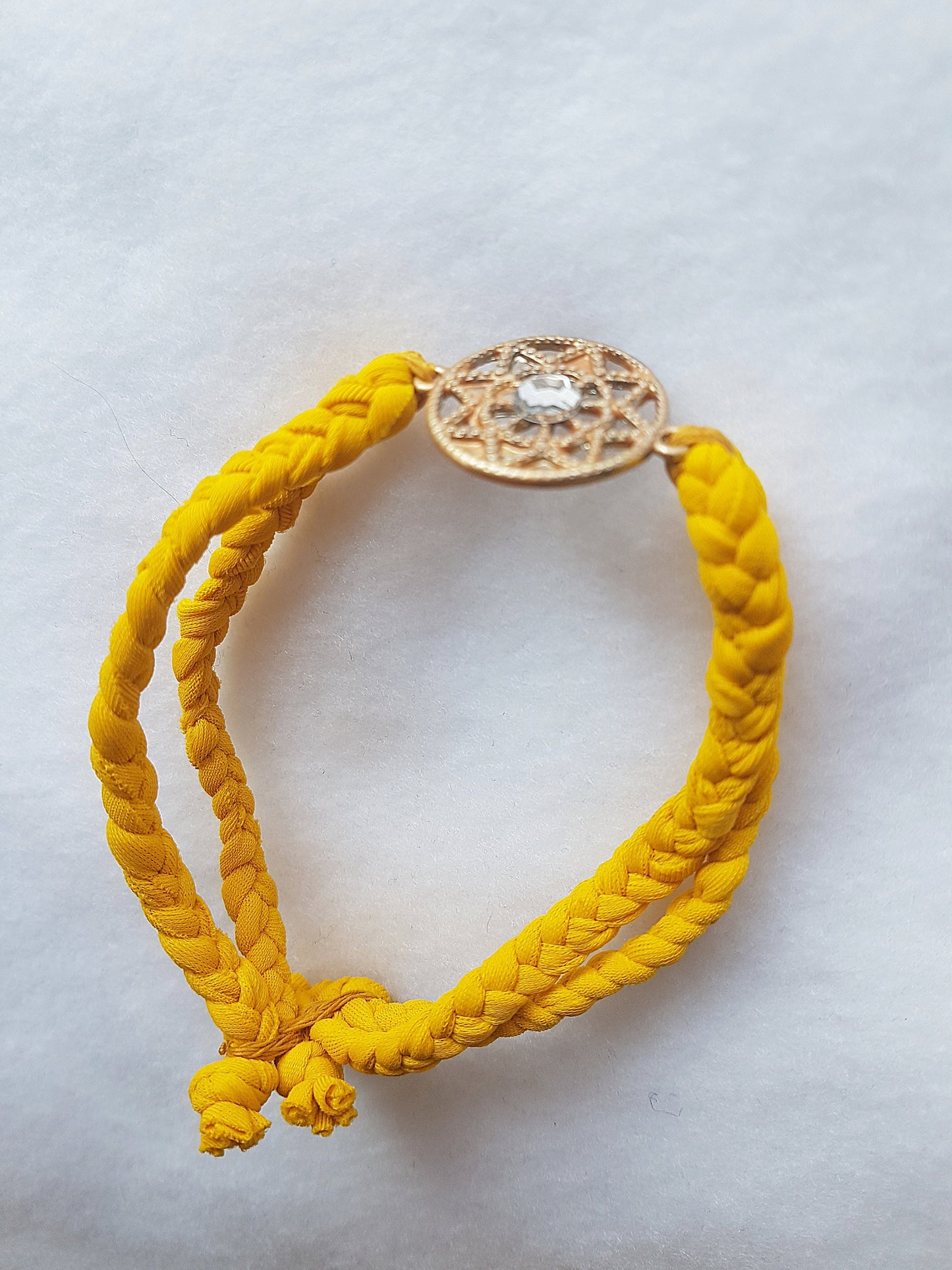 Yellow Rose Gold Medallion Braided Bracelet