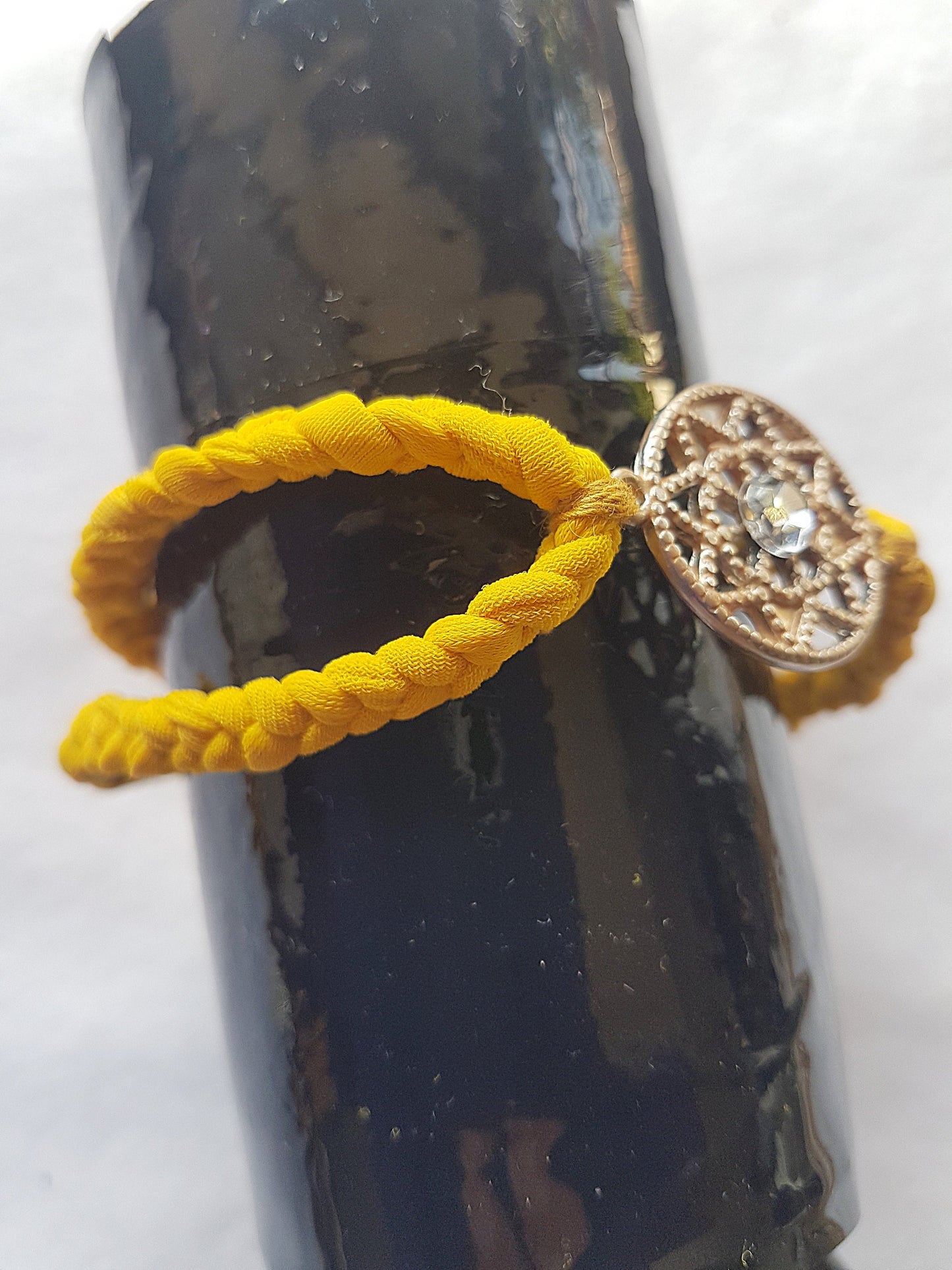 Yellow Rose Gold Medallion Braided Bracelet