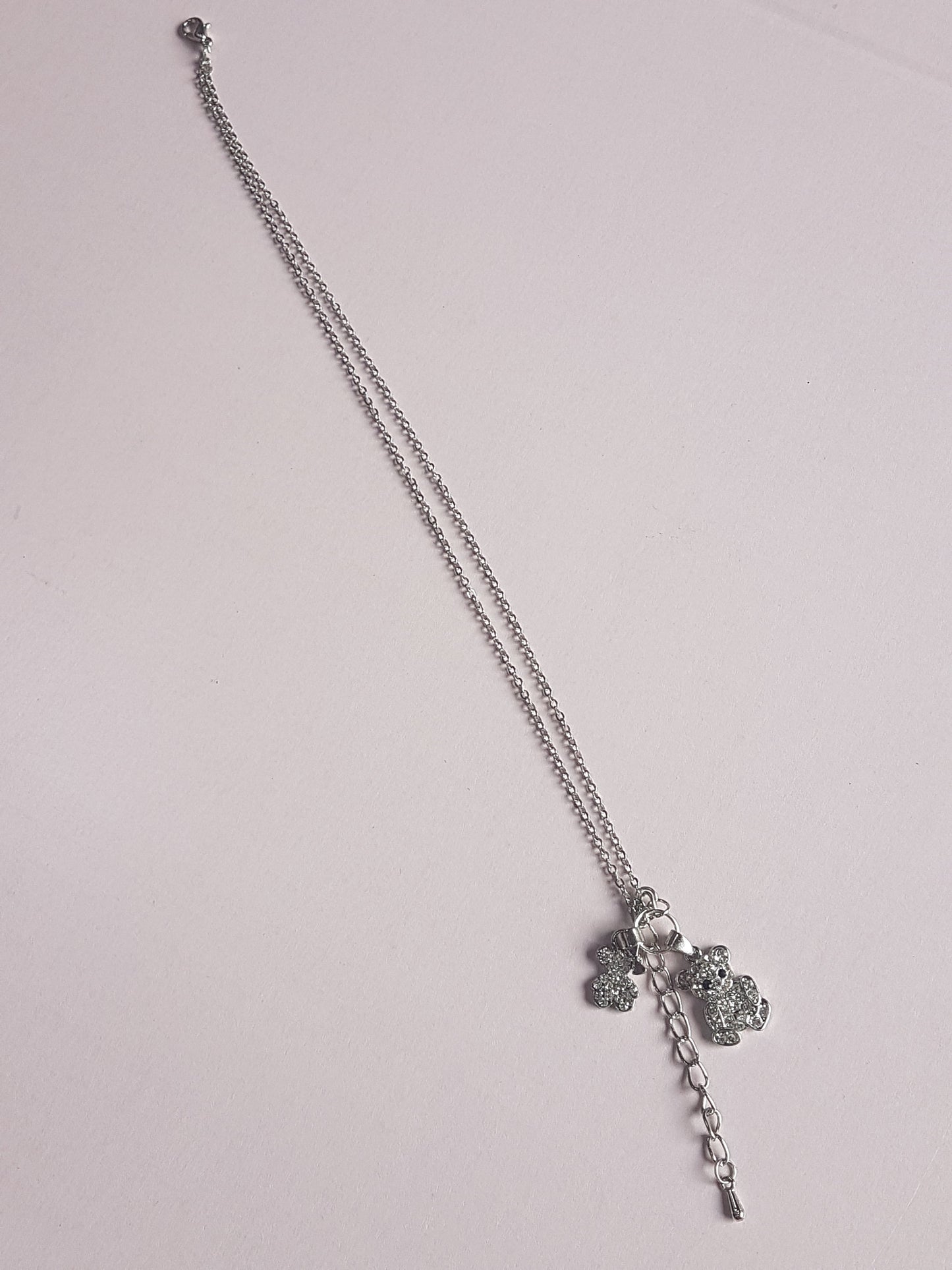 Silver Chain Beaded Teddy Bear Bracelet