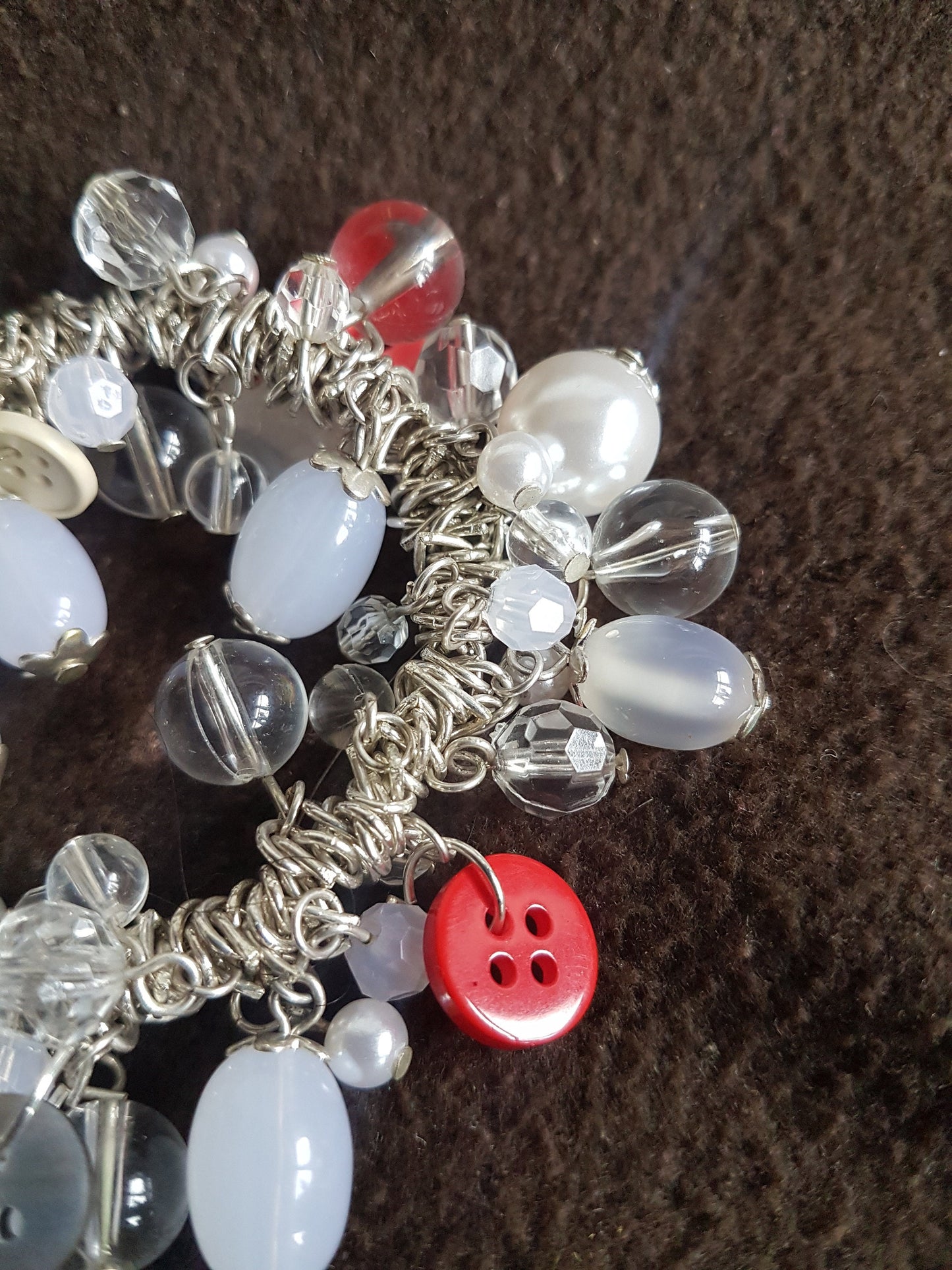 Silver Red Yellow Blue Buttons Bracelet