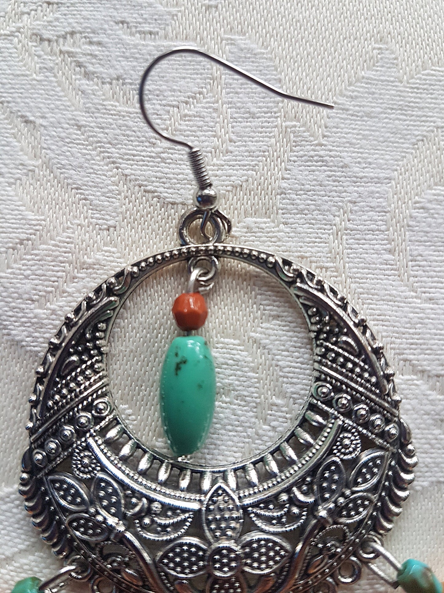 Gypsy Style Bead Silver Earrings