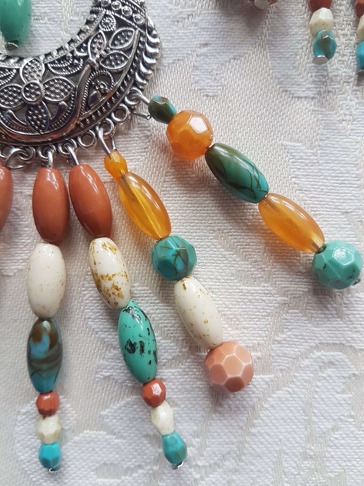 Gypsy Style Bead Silver Earrings