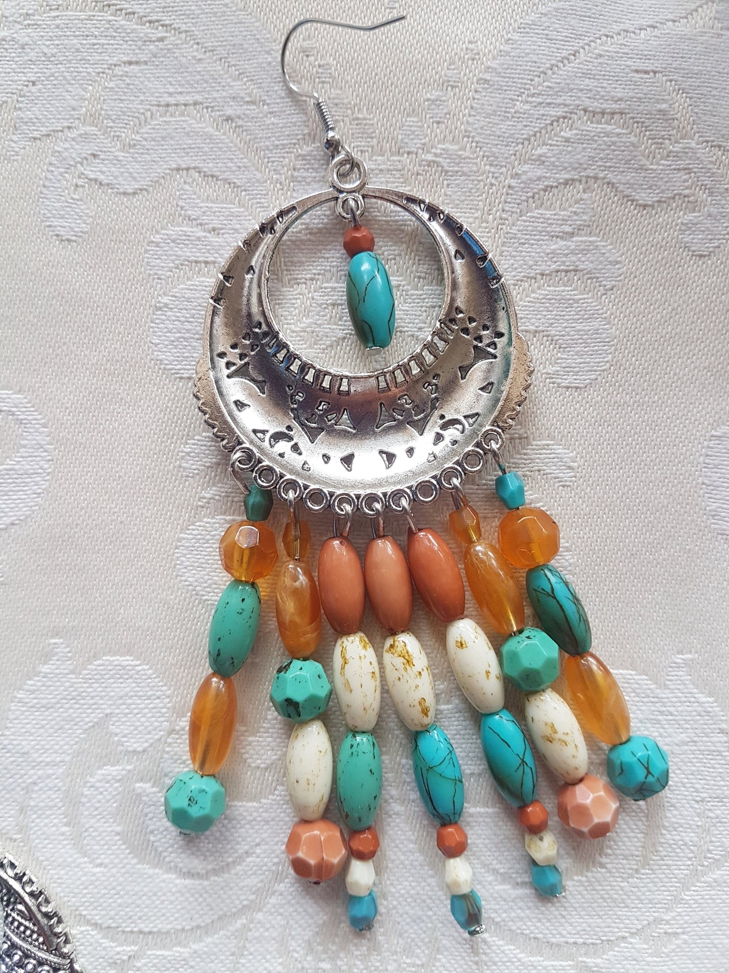 Gypsy Style Bead Silver Earrings