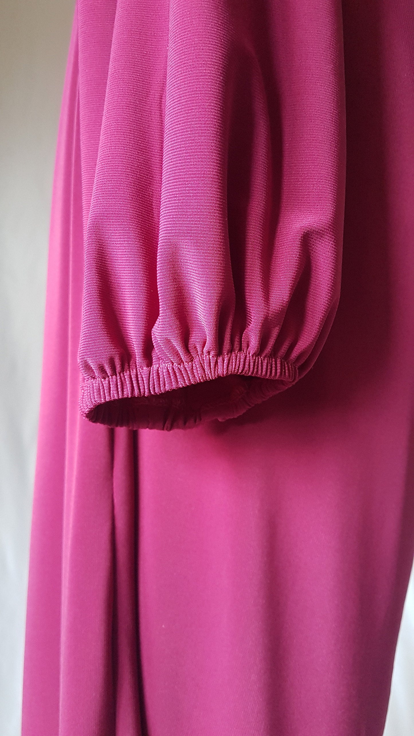 Dark Raspberry Pink Long Sleeve Grecian Drape Dress